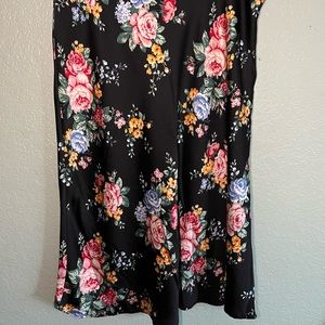 Forever 21 size 2x satin midi skirt floral print
